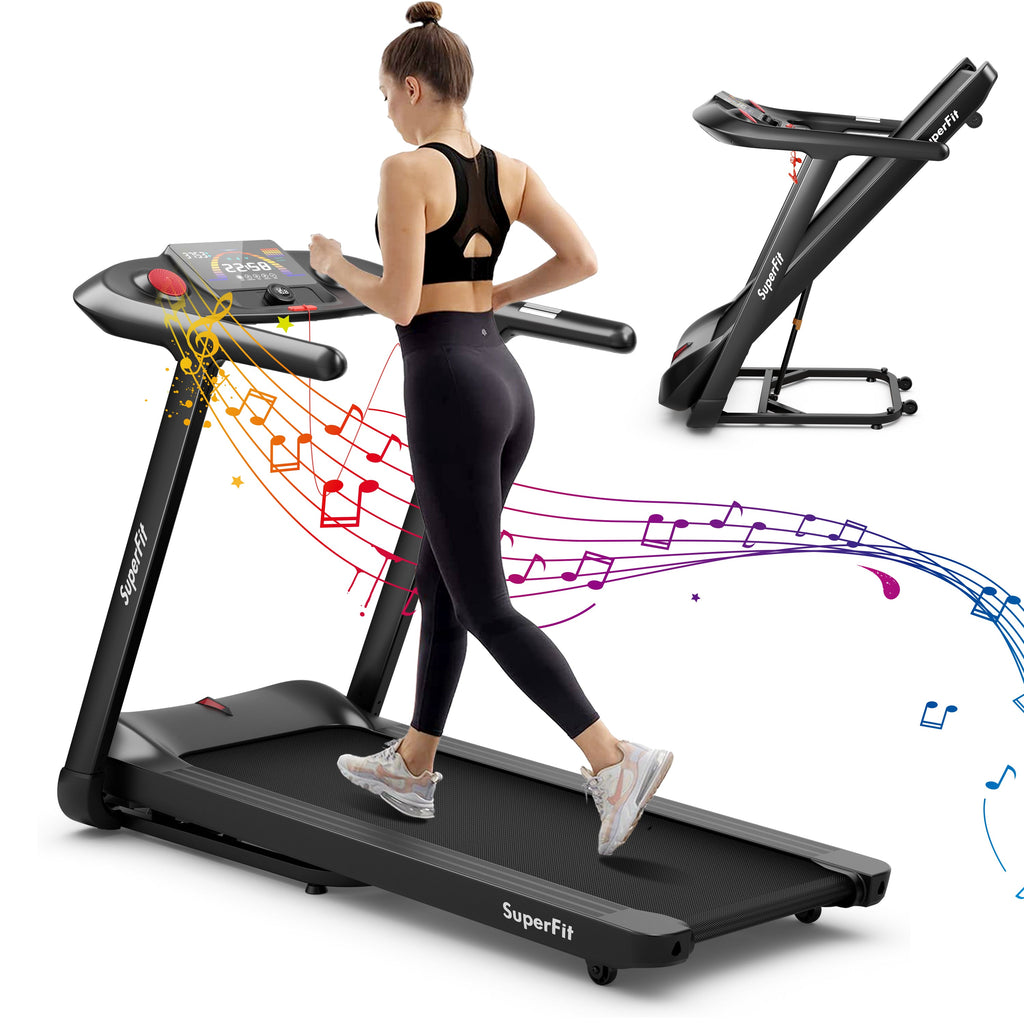 Costway Folding Treadmill Touch Screen 4.75HP Black 75418092 New