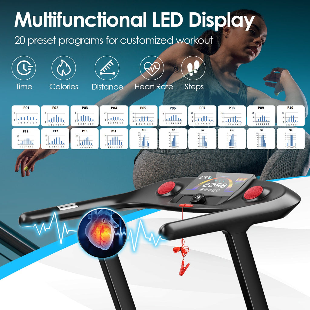 Costway Folding Treadmill Touch Screen 4.75HP Black 75418092 New