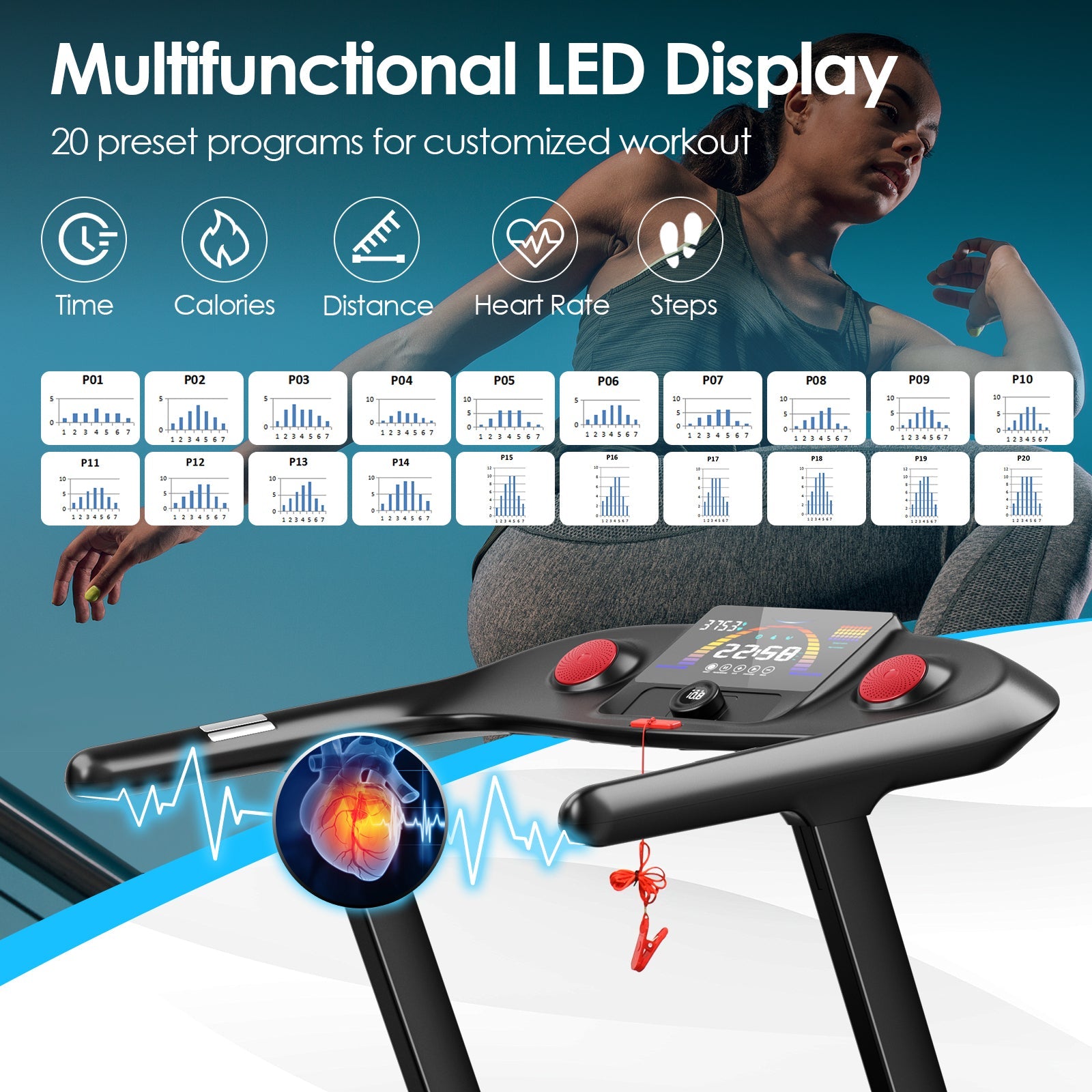 Costway Folding Treadmill Touch Screen 4.75HP Black 75418092 New