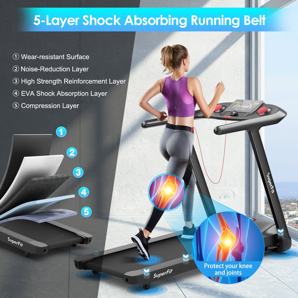 Costway Folding Treadmill Touch Screen 4.75HP Black 75418092 New