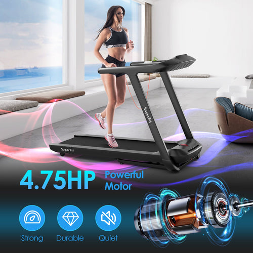 Costway Folding Treadmill Touch Screen 4.75HP Black 75418092 New