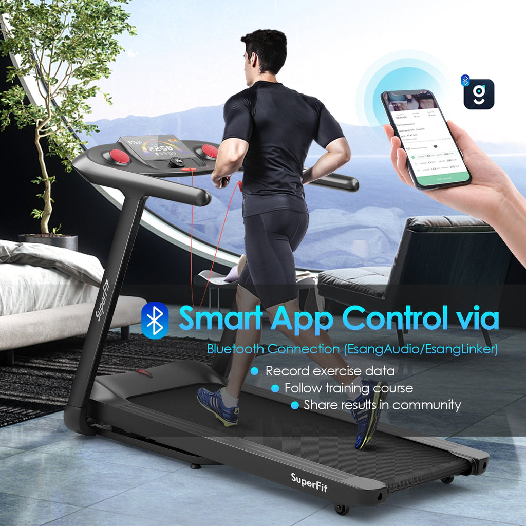 Costway Folding Treadmill Touch Screen 4.75HP Black 75418092 New