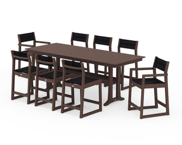 EDGE Sling 9-Piece Farmhouse Counter Set with Trestle Legs