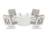 Braxton 5-Piece Deep Seating Swivel Conversation Set with Fire Pit Table