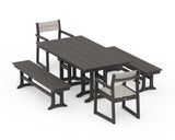 EDGE Sling Arm Chair 5-Piece Farmhouse Dining Set with Benches