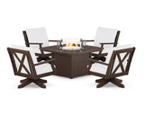 Braxton 5-Piece Deep Seating Swivel Conversation Set with Fire Pit Table