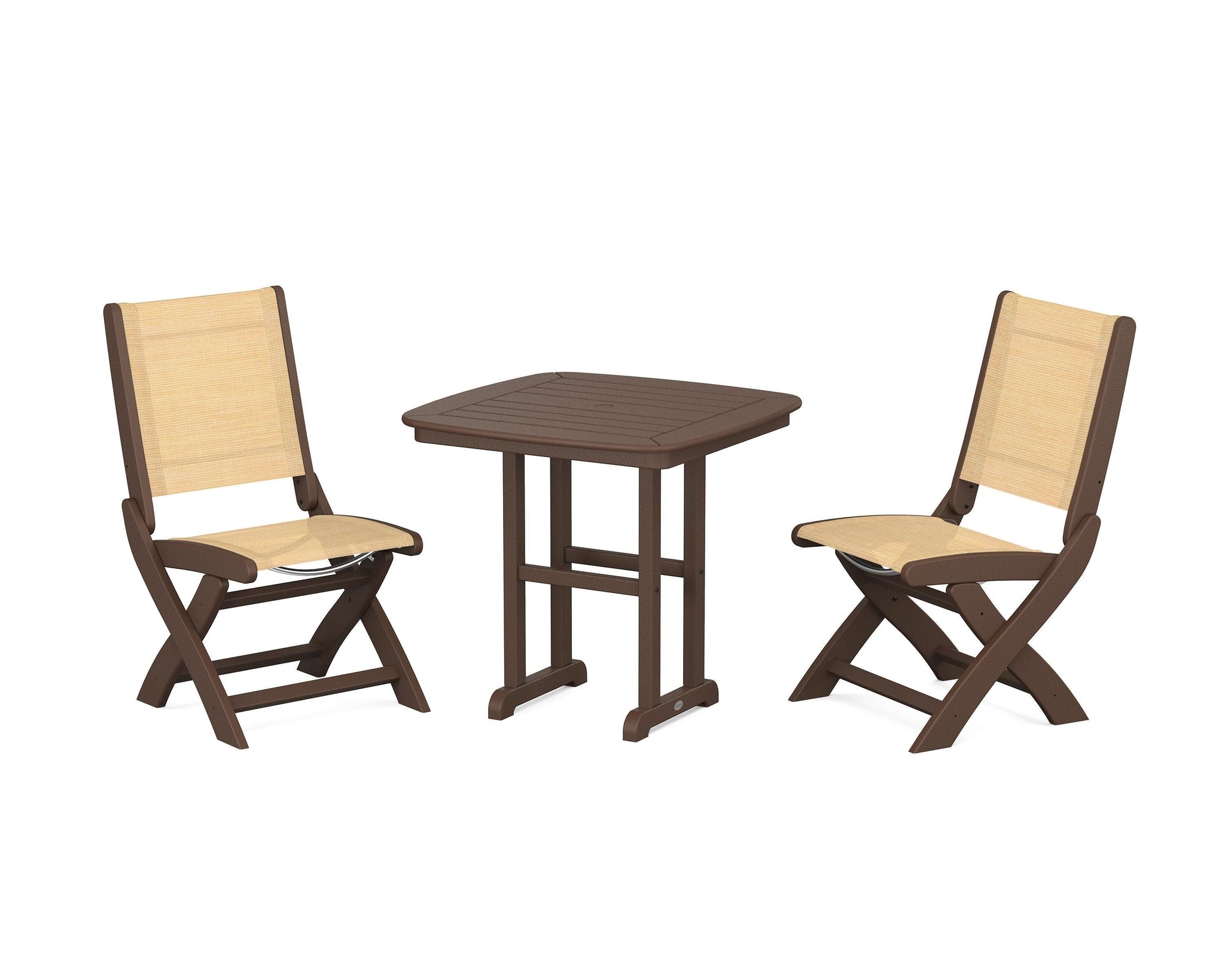 Coastal Folding Side Chair 3-Piece Dining Set