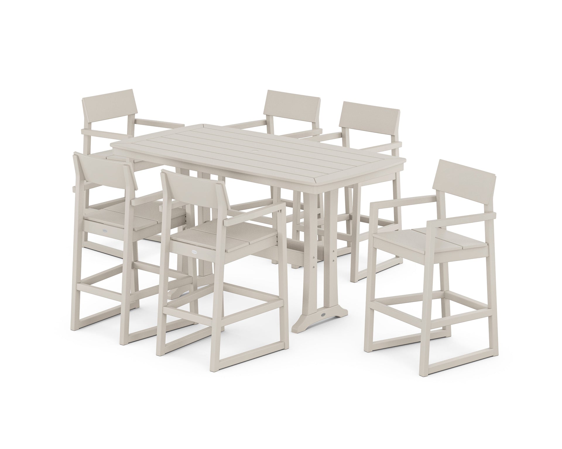 EDGE Arm Chair 7-Piece Bar Set with Trestle Legs