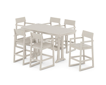 EDGE Arm Chair 7-Piece Bar Set with Trestle Legs