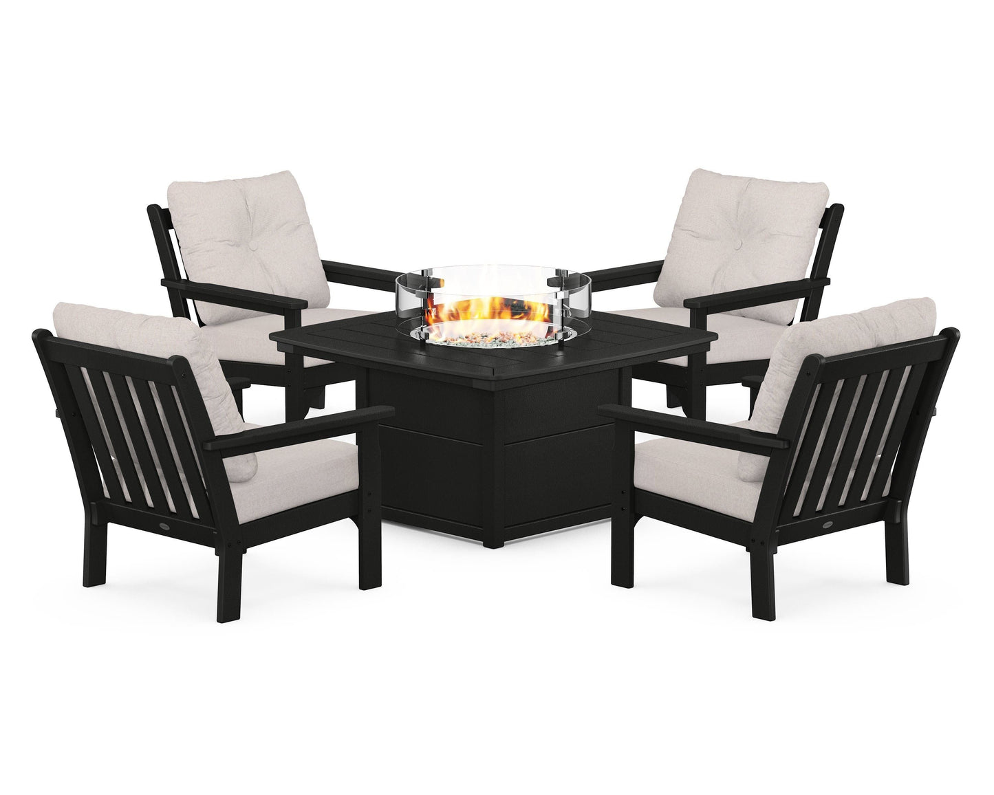 Vineyard 5-Piece Conversation Set with Fire Pit Table