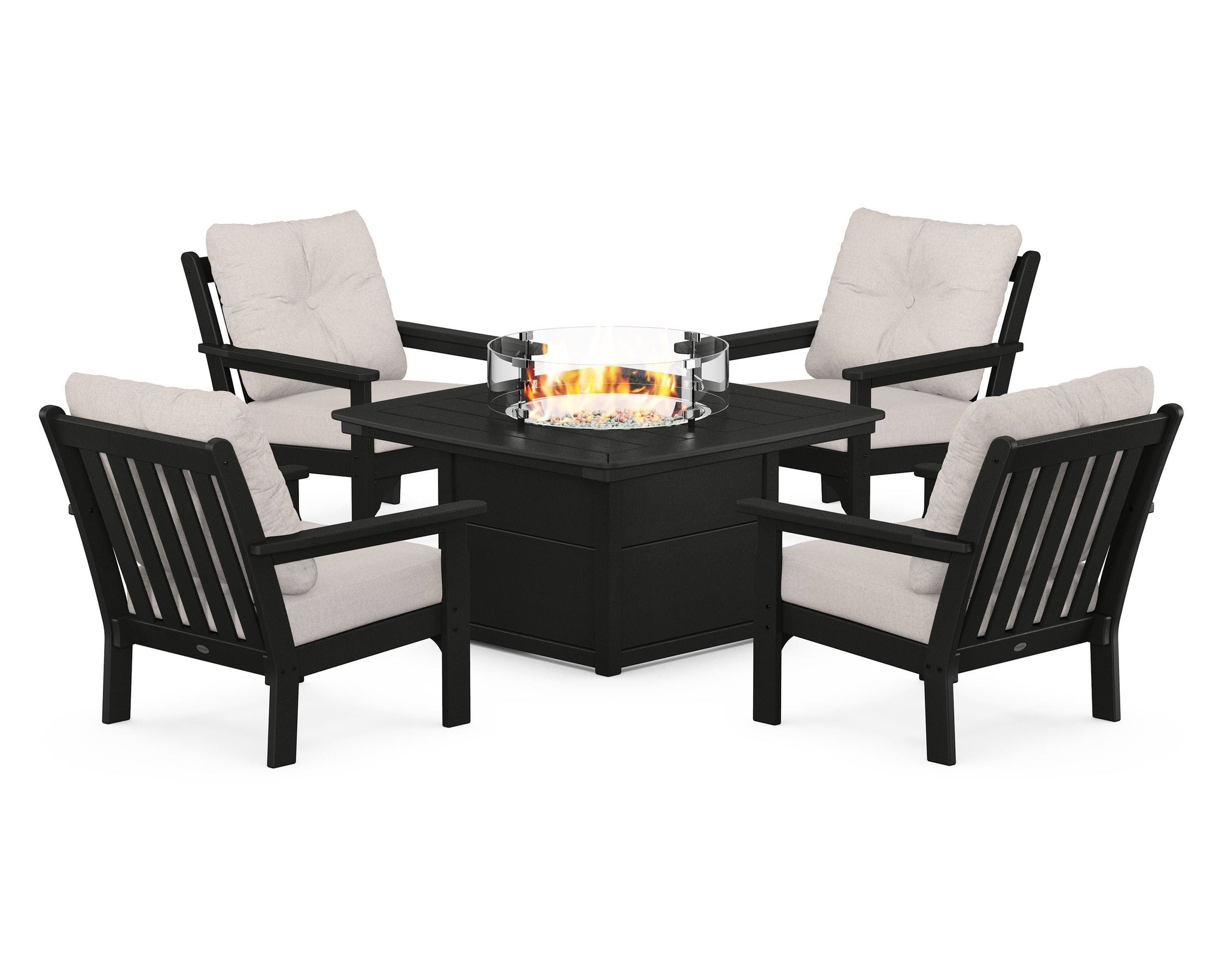 Vineyard 5-Piece Conversation Set with Fire Pit Table