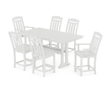 Cottage 7-Piece Farmhouse Counter Set with Trestle Legs