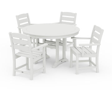 Lakeside 5-Piece Round Dining Set with Trestle Legs