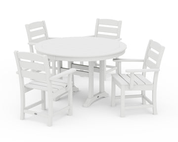 Lakeside 5-Piece Round Dining Set with Trestle Legs
