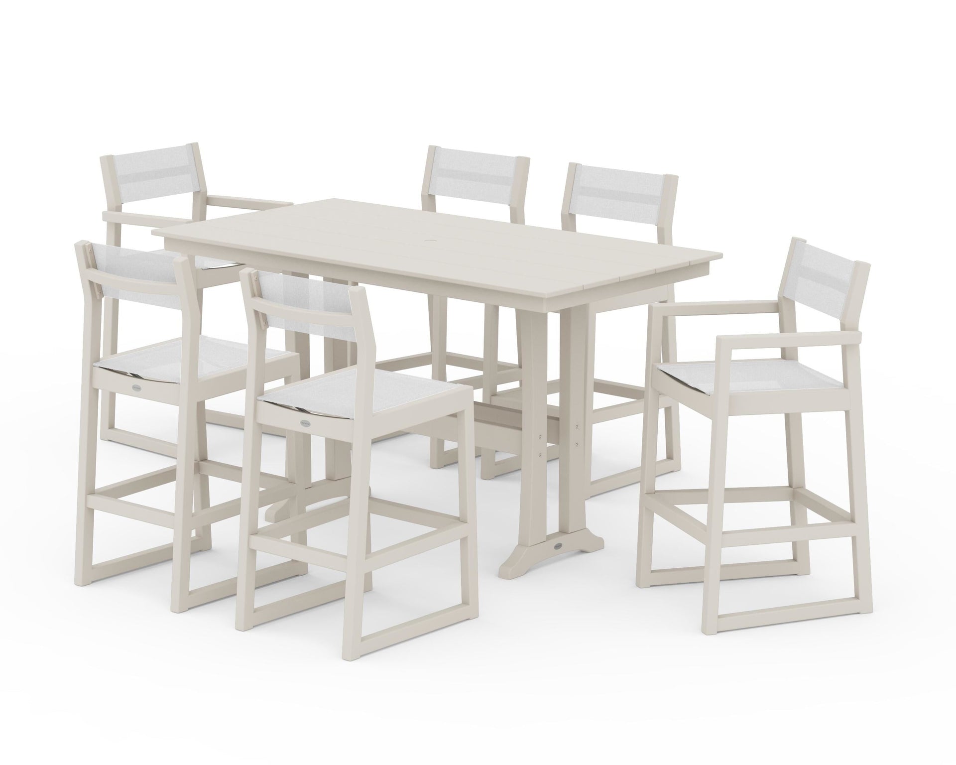 EDGE Sling 7-Piece Farmhouse Bar Set with Trestle Legs