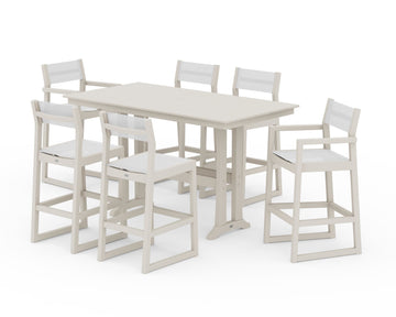 EDGE Sling 7-Piece Farmhouse Bar Set with Trestle Legs