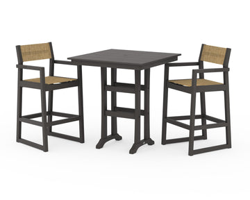 EDGE Sling Arm Chair 3-Piece Farmhouse Bar Set with Trestle Legs