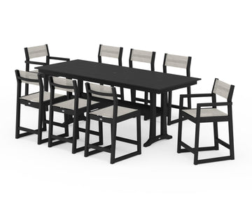EDGE Sling 9-Piece Farmhouse Counter Set with Trestle Legs