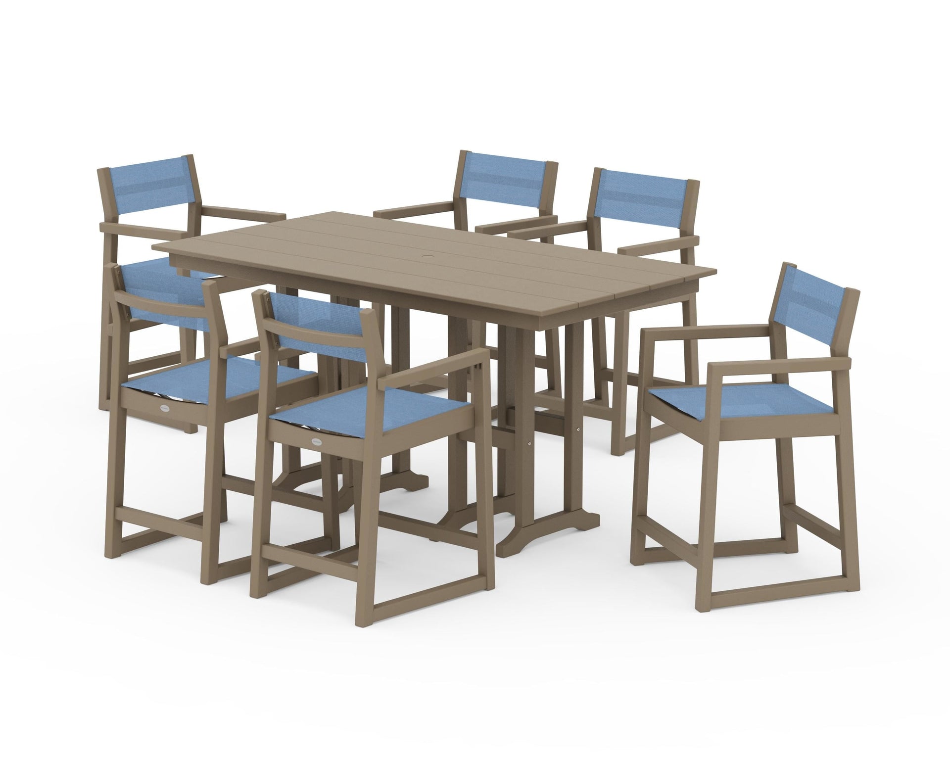EDGE Sling Arm Chair 7-Piece Farmhouse Counter Set