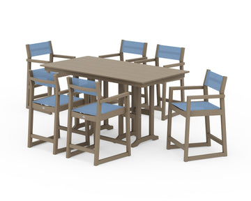 EDGE Sling Arm Chair 7-Piece Farmhouse Counter Set
