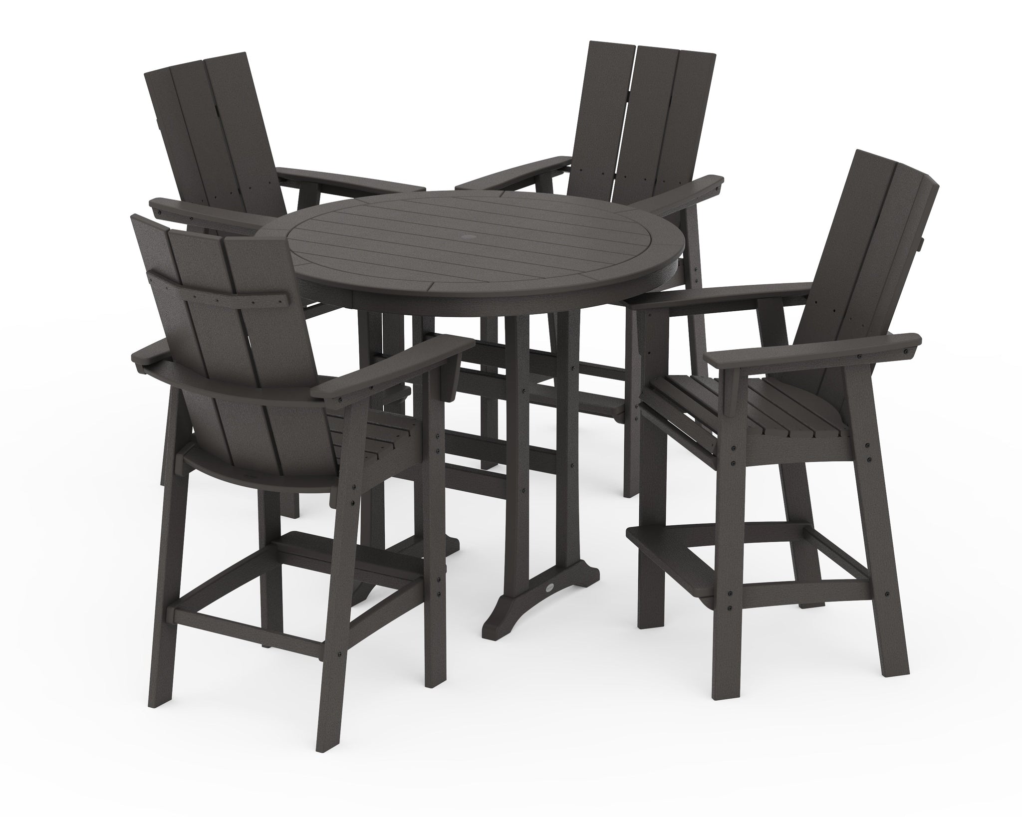 Modern Curveback Adirondack 5-Piece Nautical Trestle Bar Set