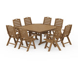 Nautical Highback 9-Piece Square Dining Set with Trestle Legs