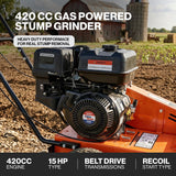 Super Handy GUO151 Stump Grinder 15 HP 420cc Gas Powered 8 Teeth Towable 13" Tires New
