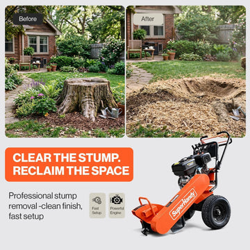 Super Handy GUO152 Stump Grinder 15 HP 420cc Gas Powered Sweep Function Electric Start New