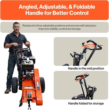 Super Handy GUO152 Stump Grinder 15 HP 420cc Gas Powered Sweep Function Electric Start New