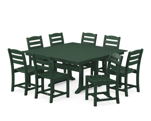 La Casa Café 9-Piece Farmhouse Trestle Dining Set