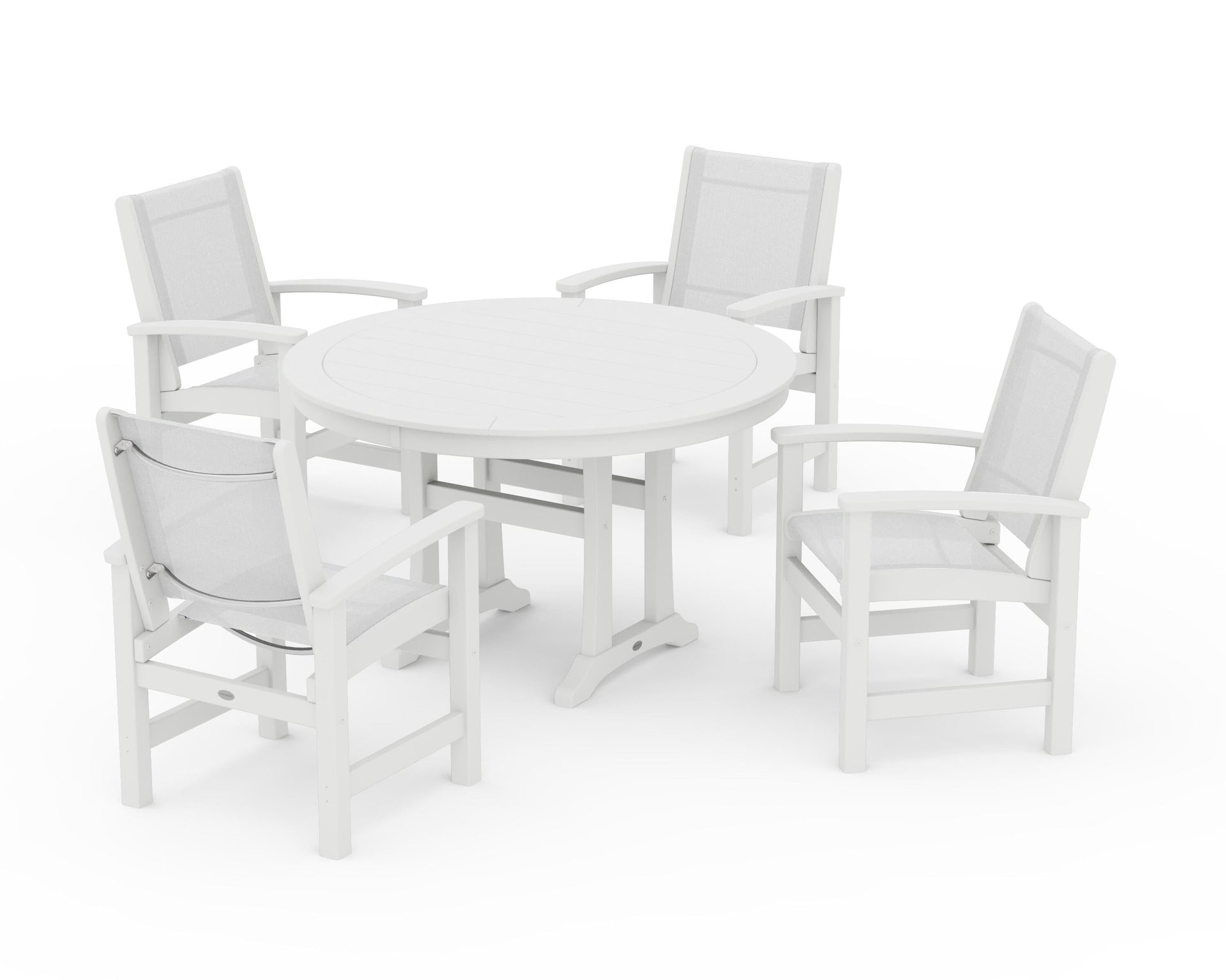 Coastal 5-Piece Round Dining Set with Trestle Legs