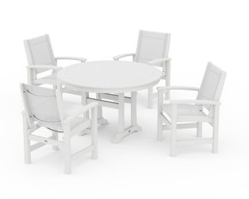 Coastal 5-Piece Round Dining Set with Trestle Legs