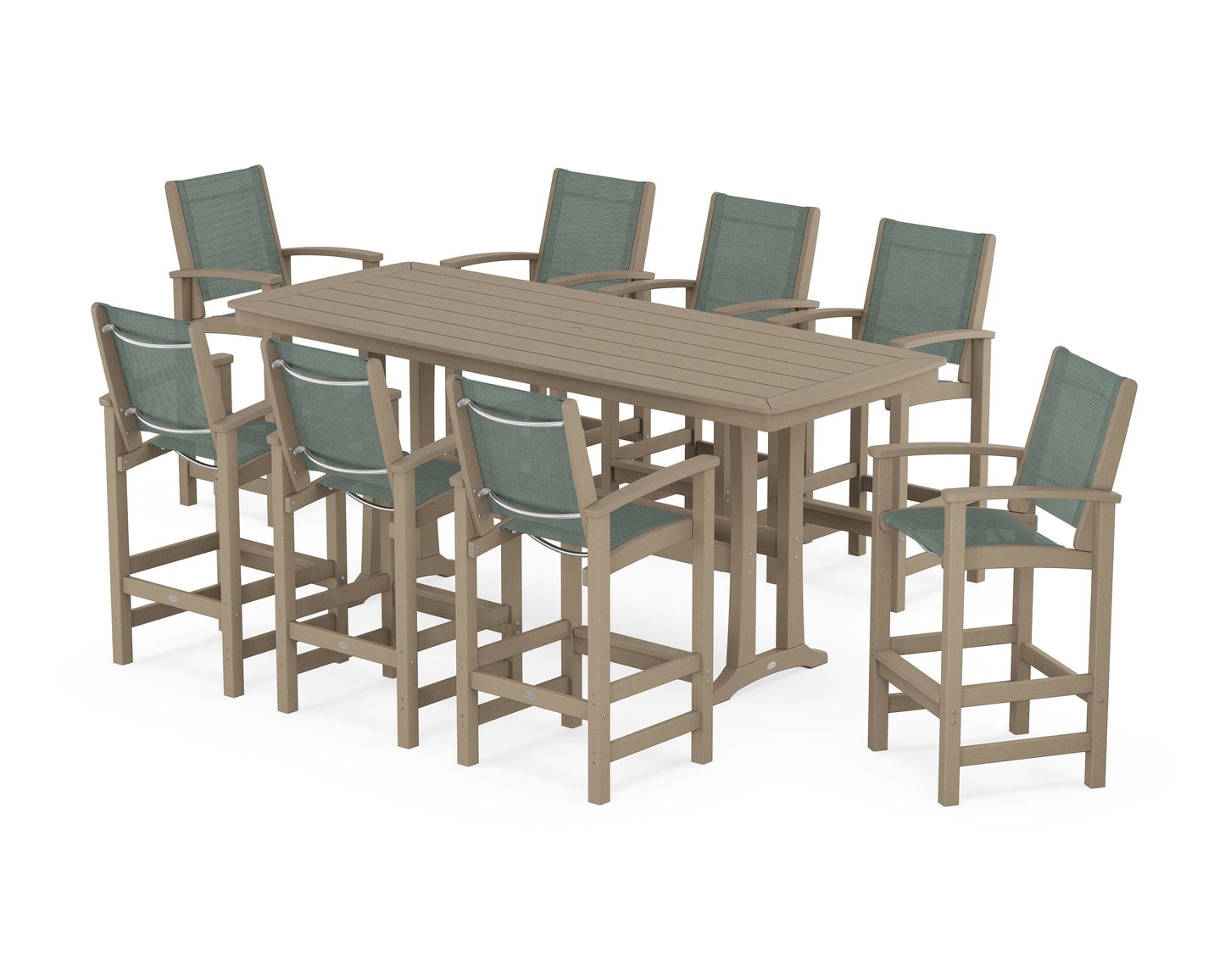 Coastal 9-Piece Bar Set with Trestle Legs