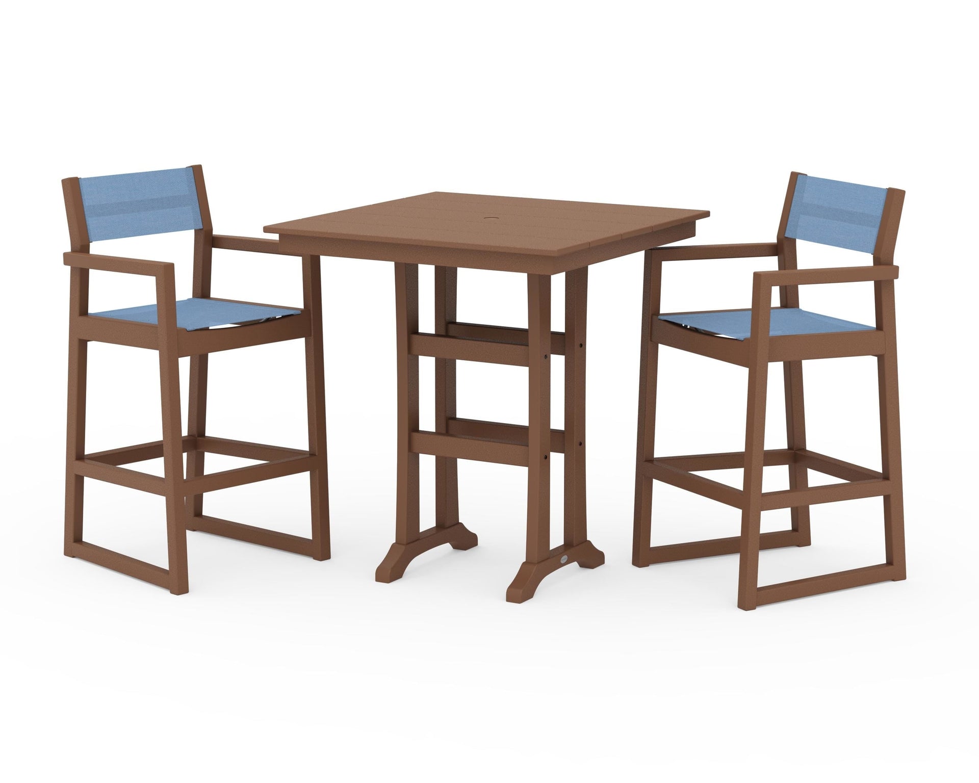EDGE Sling Arm Chair 3-Piece Farmhouse Bar Set with Trestle Legs