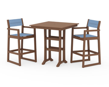 EDGE Sling Arm Chair 3-Piece Farmhouse Bar Set with Trestle Legs