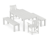 Oxford 5-Piece Parsons Dining Set with Benches
