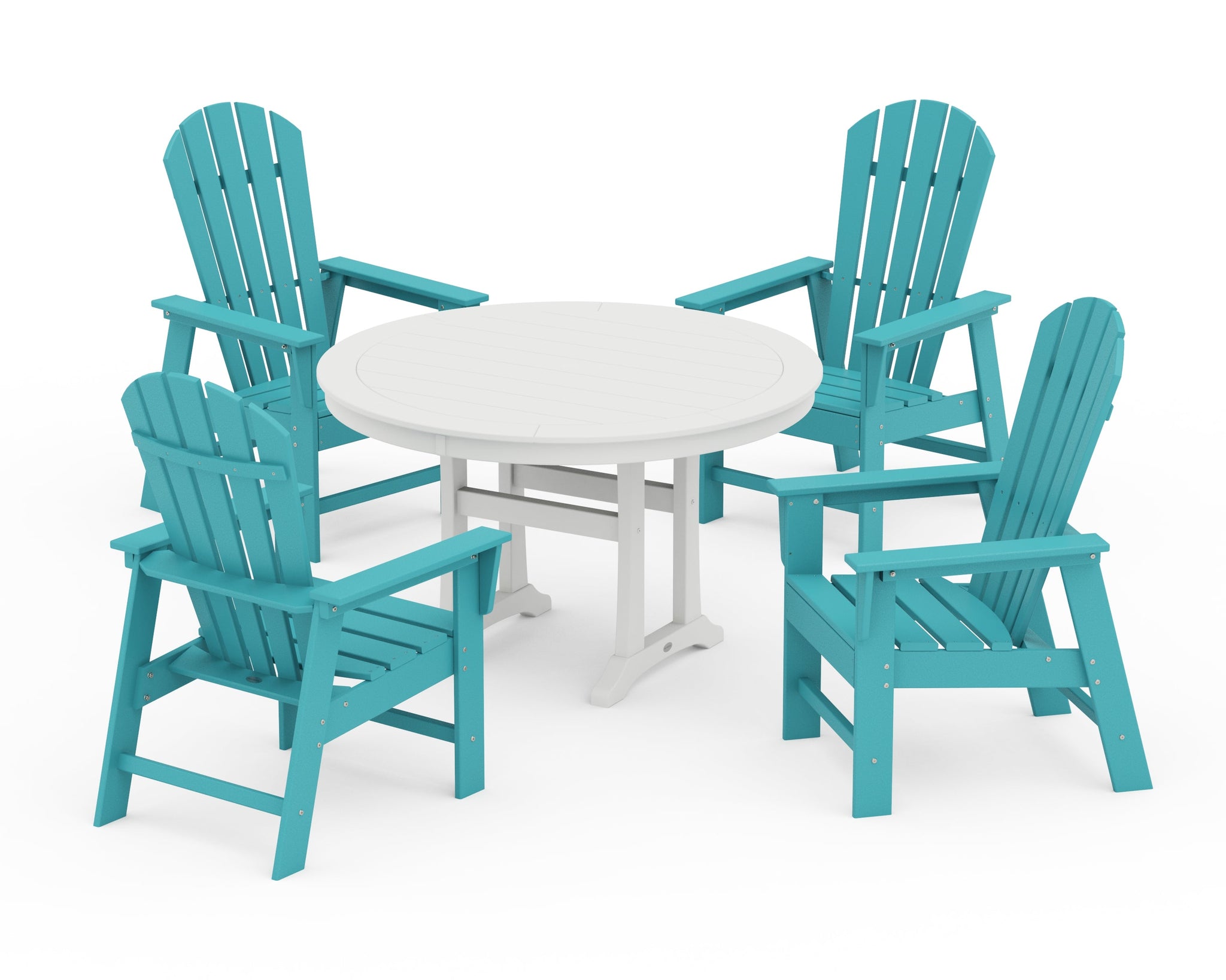 South Beach 5-Piece Round Dining Set with Trestle Legs