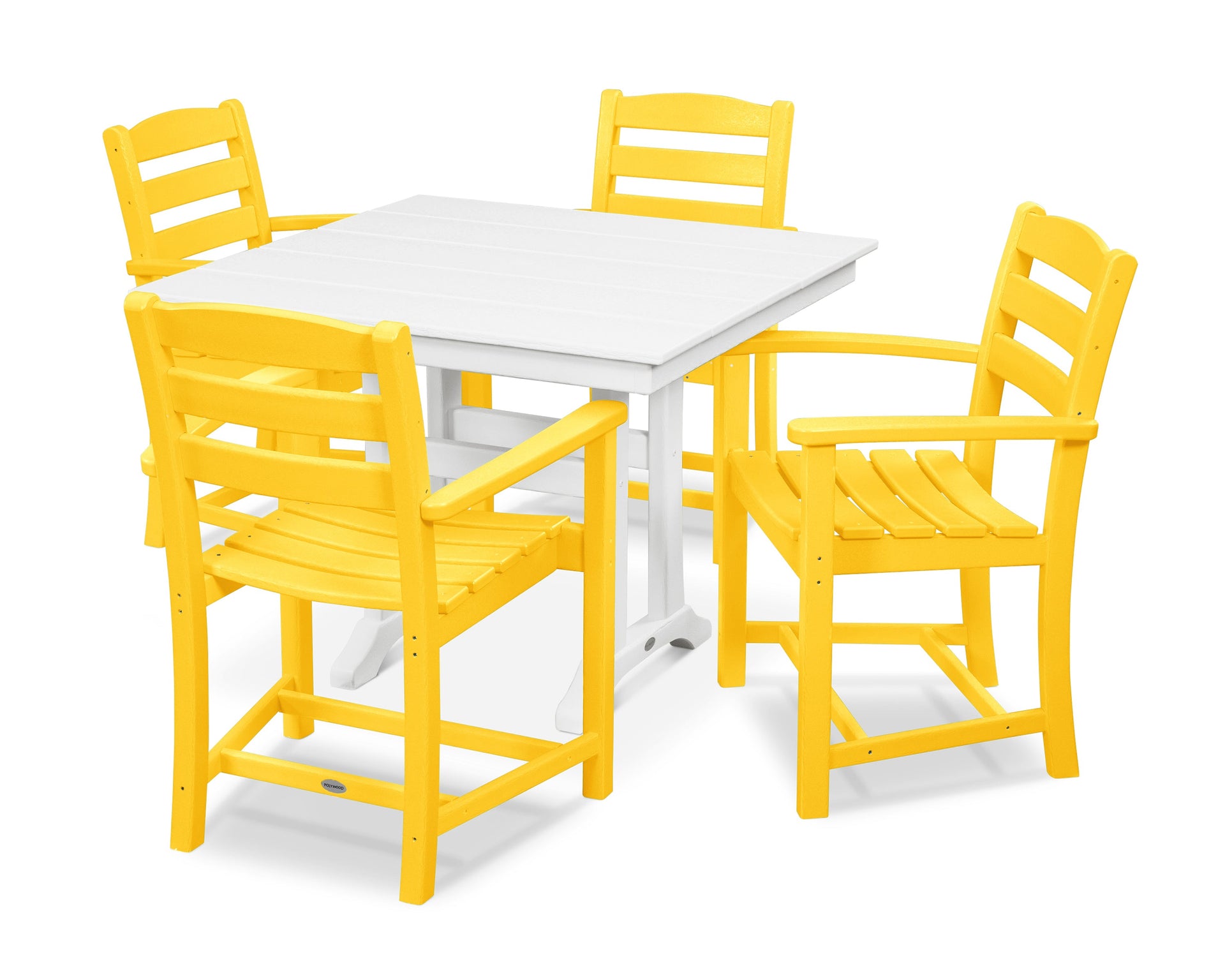 La Casa Café 5-Piece Farmhouse Trestle Arm Chair Dining Set