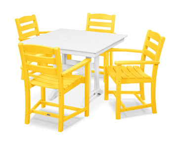 La Casa Café 5-Piece Farmhouse Trestle Arm Chair Dining Set