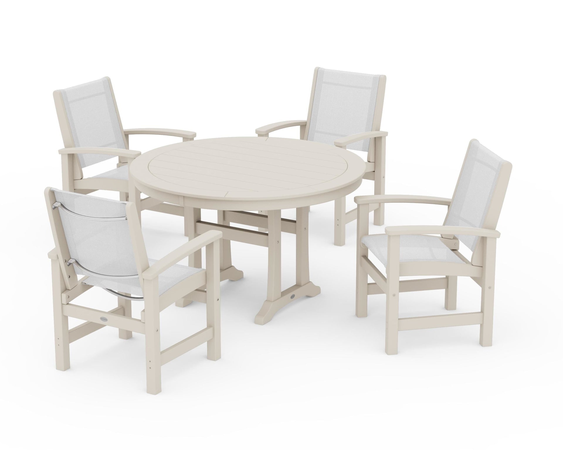 Coastal 5-Piece Round Dining Set with Trestle Legs
