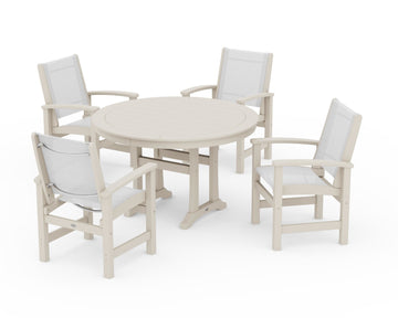 Coastal 5-Piece Round Dining Set with Trestle Legs