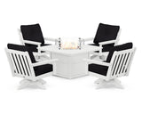 Vineyard 5-Piece Deep Seating Swivel Conversation Set with Fire Pit Table