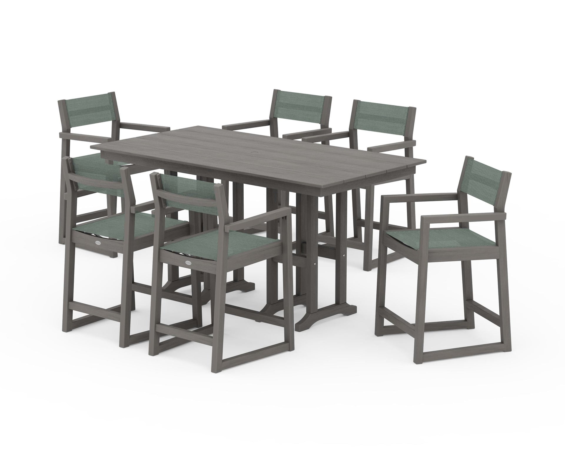EDGE Sling Arm Chair 7-Piece Farmhouse Counter Set