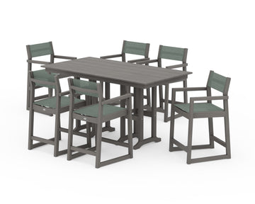 EDGE Sling Arm Chair 7-Piece Farmhouse Counter Set