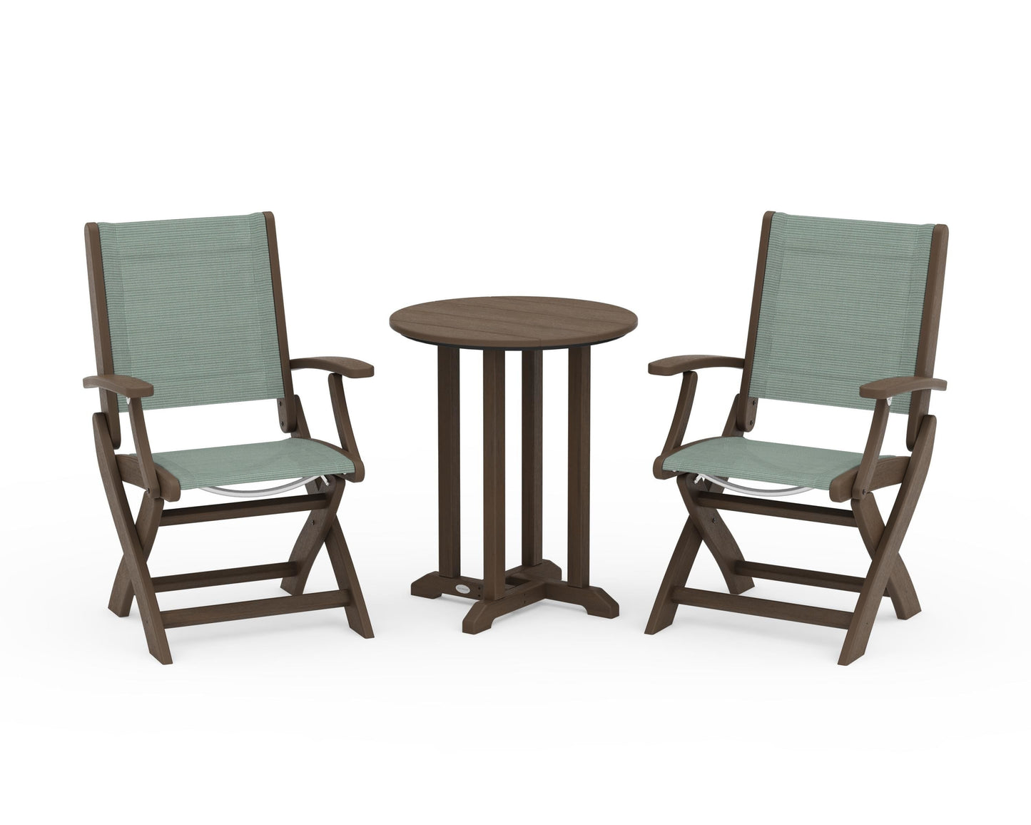 Coastal Folding 3-Piece Round Bistro Dining Set