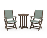 Coastal Folding 3-Piece Round Bistro Dining Set