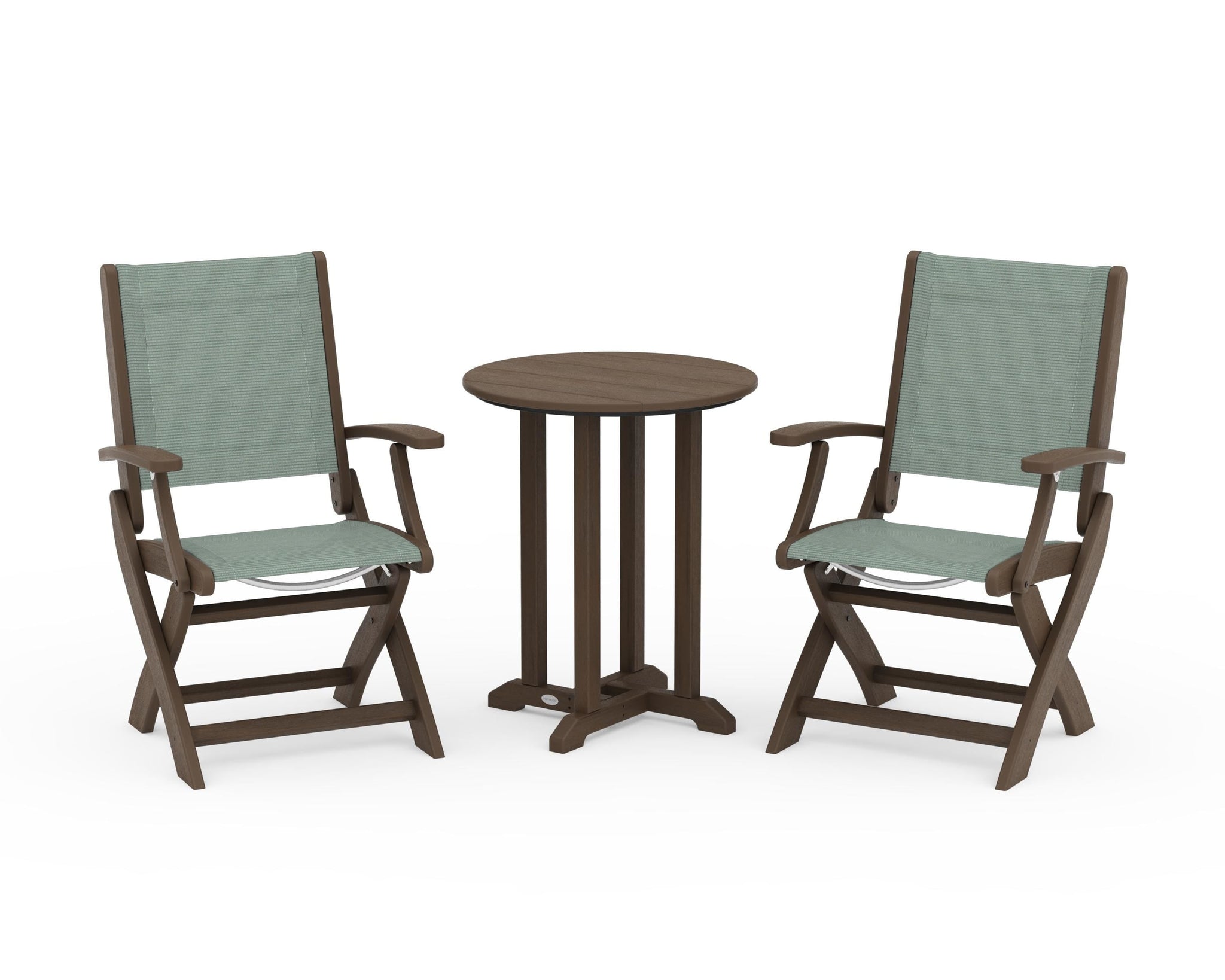 Coastal Folding 3-Piece Round Bistro Dining Set