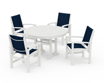 Coastal 5-Piece Round Dining Set with Trestle Legs