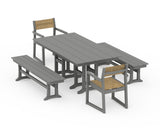 EDGE Sling Arm Chair 5-Piece Farmhouse Dining Set with Benches