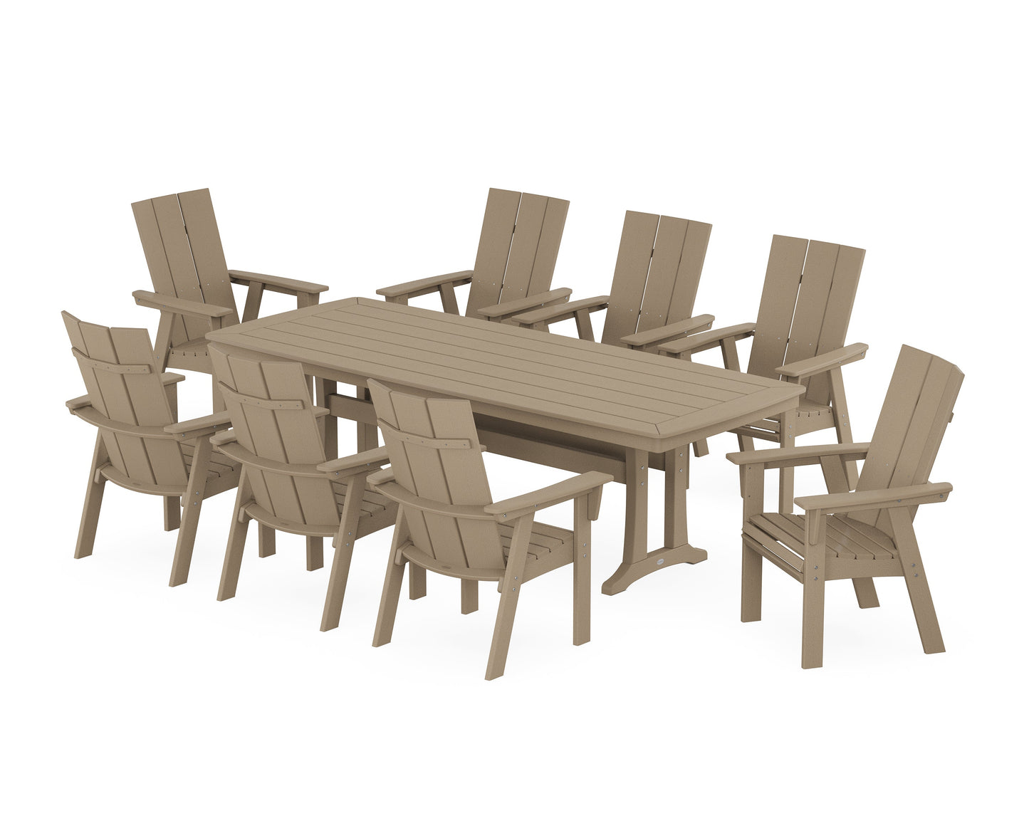 Modern Curveback Adirondack 9-Piece Dining Set with Trestle Legs